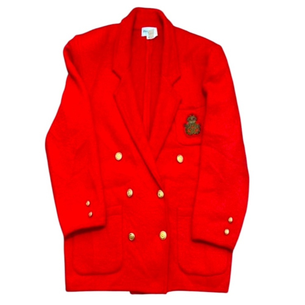 Magnolia Vintage 💯 Wool Sexy Red Double Chest Blazer Jacket Size M